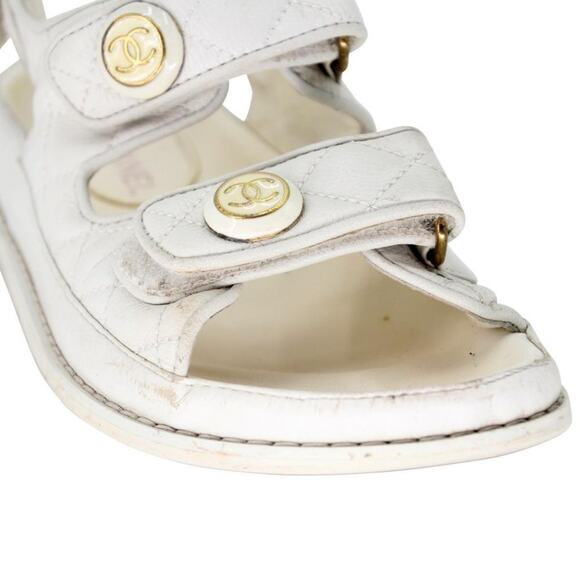 Chanel Dad Flats 38 Leather Lambskin Quilted Sandals CC-1110P-0003 - Picture 7 of 10